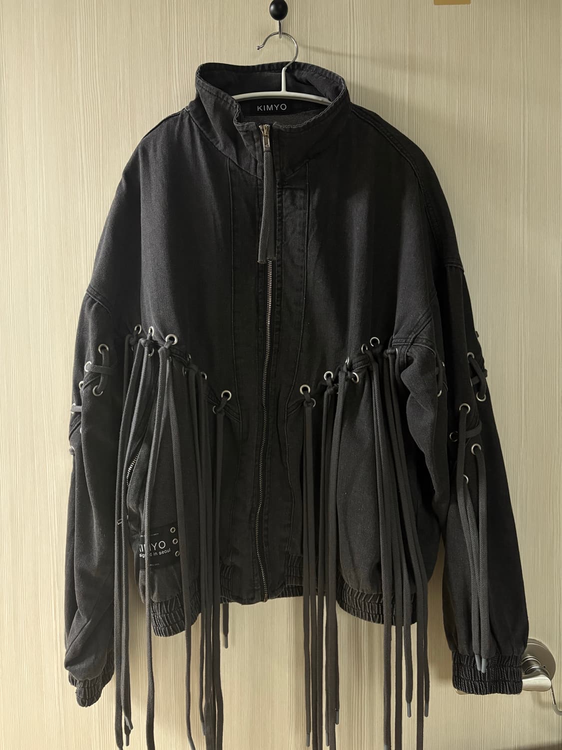 키묘 데님 집업 블랙 상품이미지1