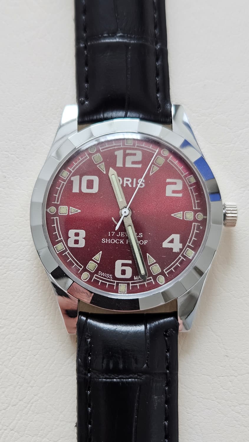 빈티지 오리스 와인판 가죽 수동시계 상품이미지1