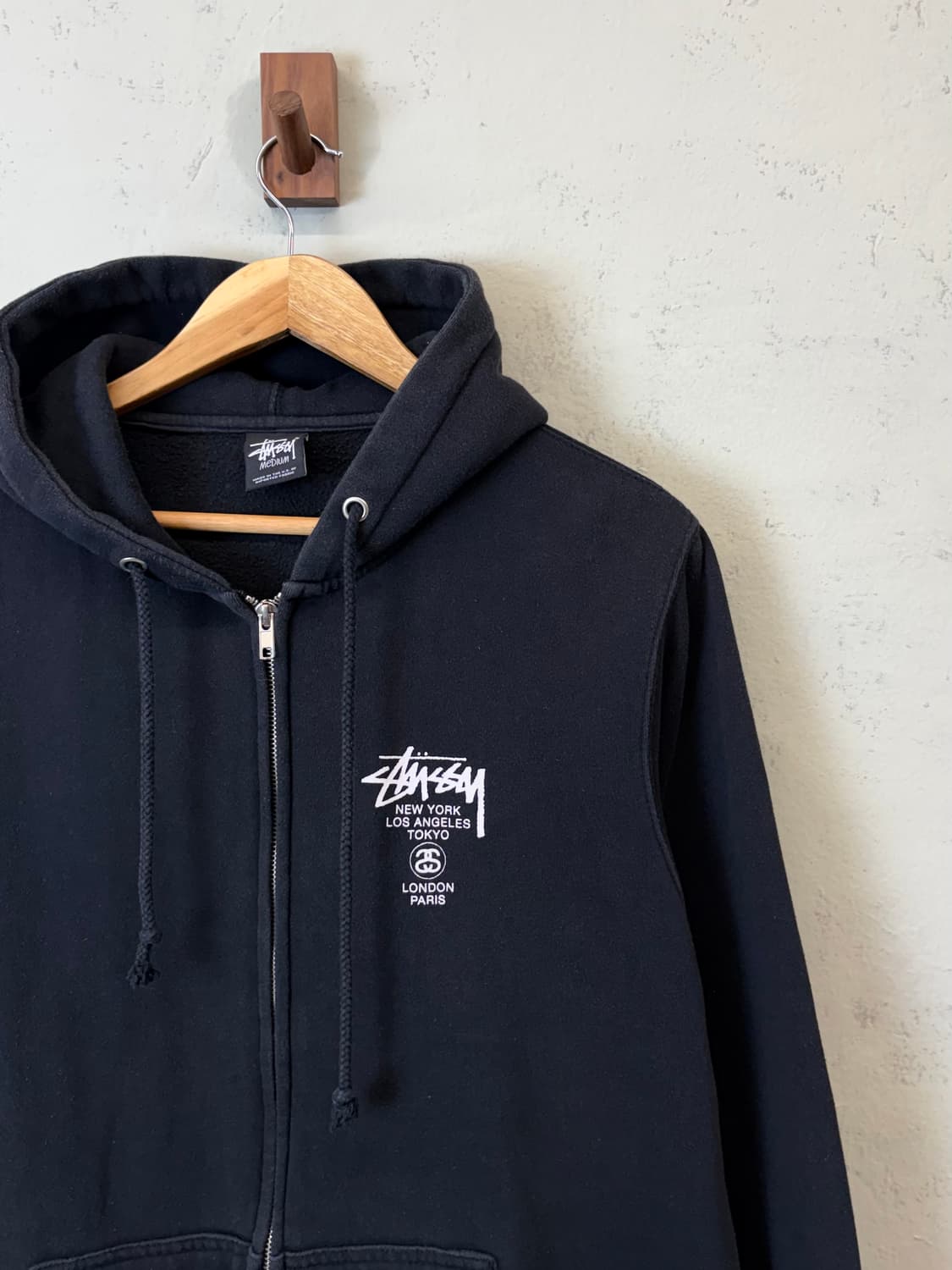 스투시 빈티지 월드투어 후드집업 블랙 상품이미지4