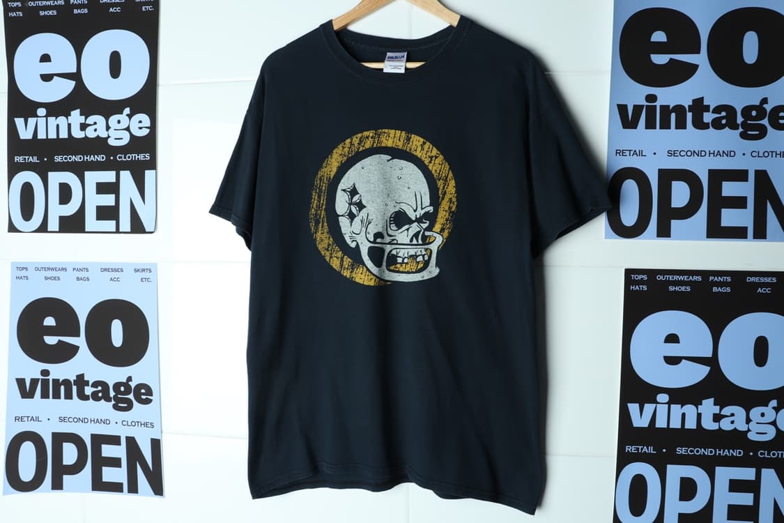 (L-XL) 길단 반팔 티셔츠 00년대 USA 블랙 스컬-H33318 상품이미지2