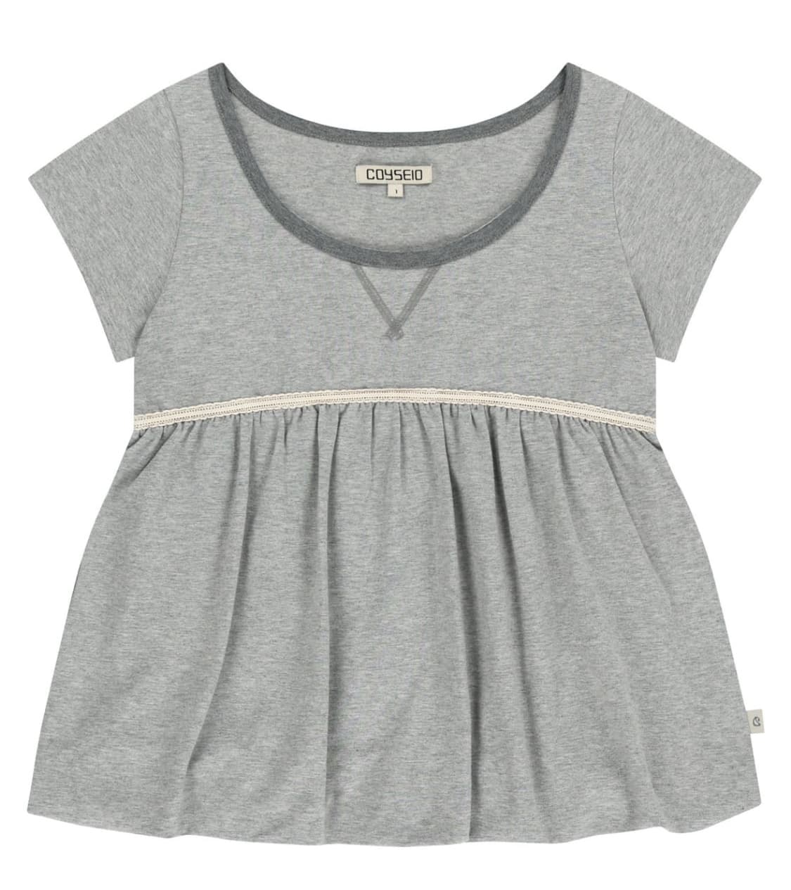 2사이즈) 코이세이오 레이스 벌룬 티셔츠 멜란지그레이 상품이미지1