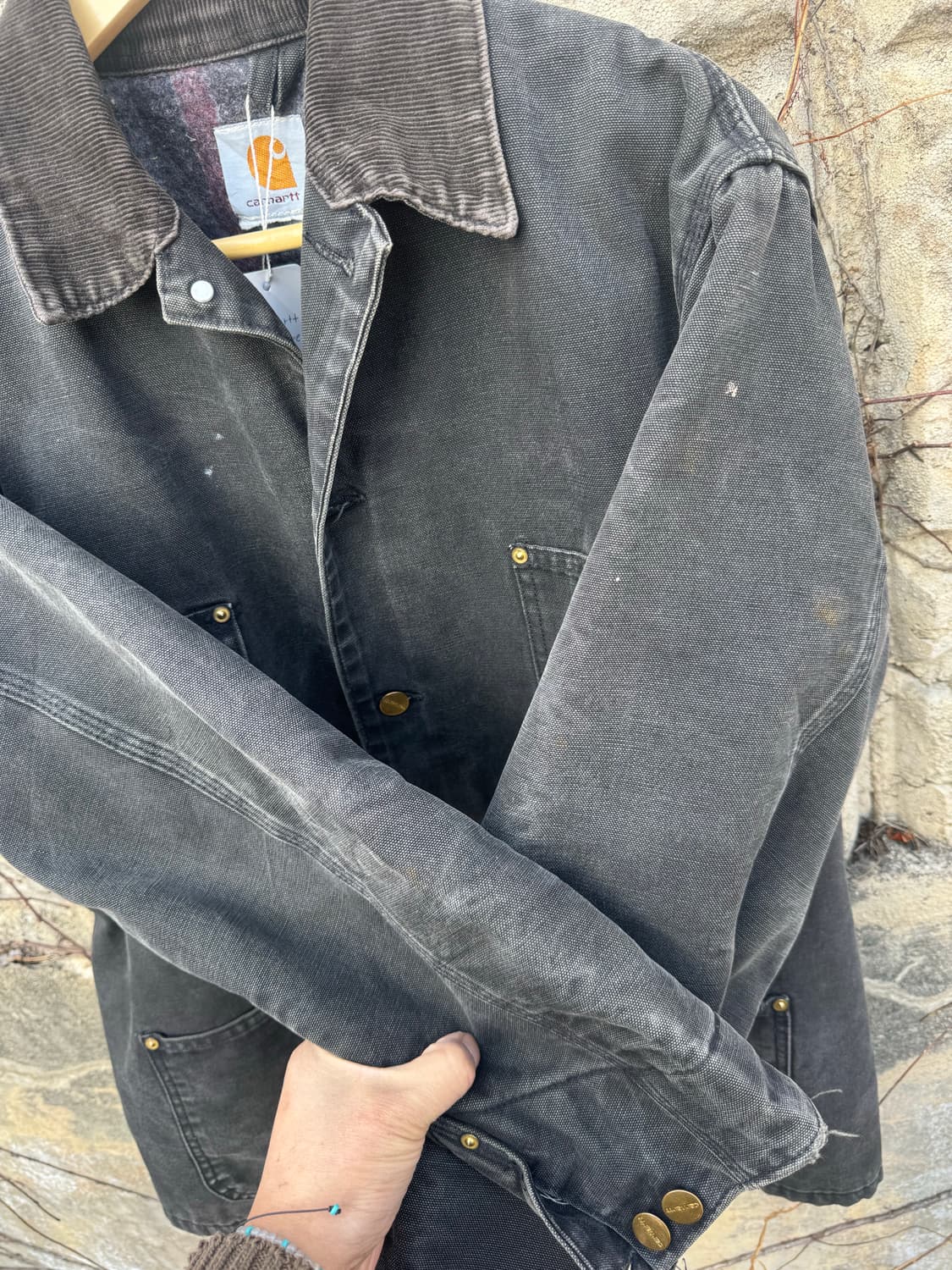 90s 칼하트 빈티지 c01 blk 페이딩 초어 워크 자켓 상품이미지6