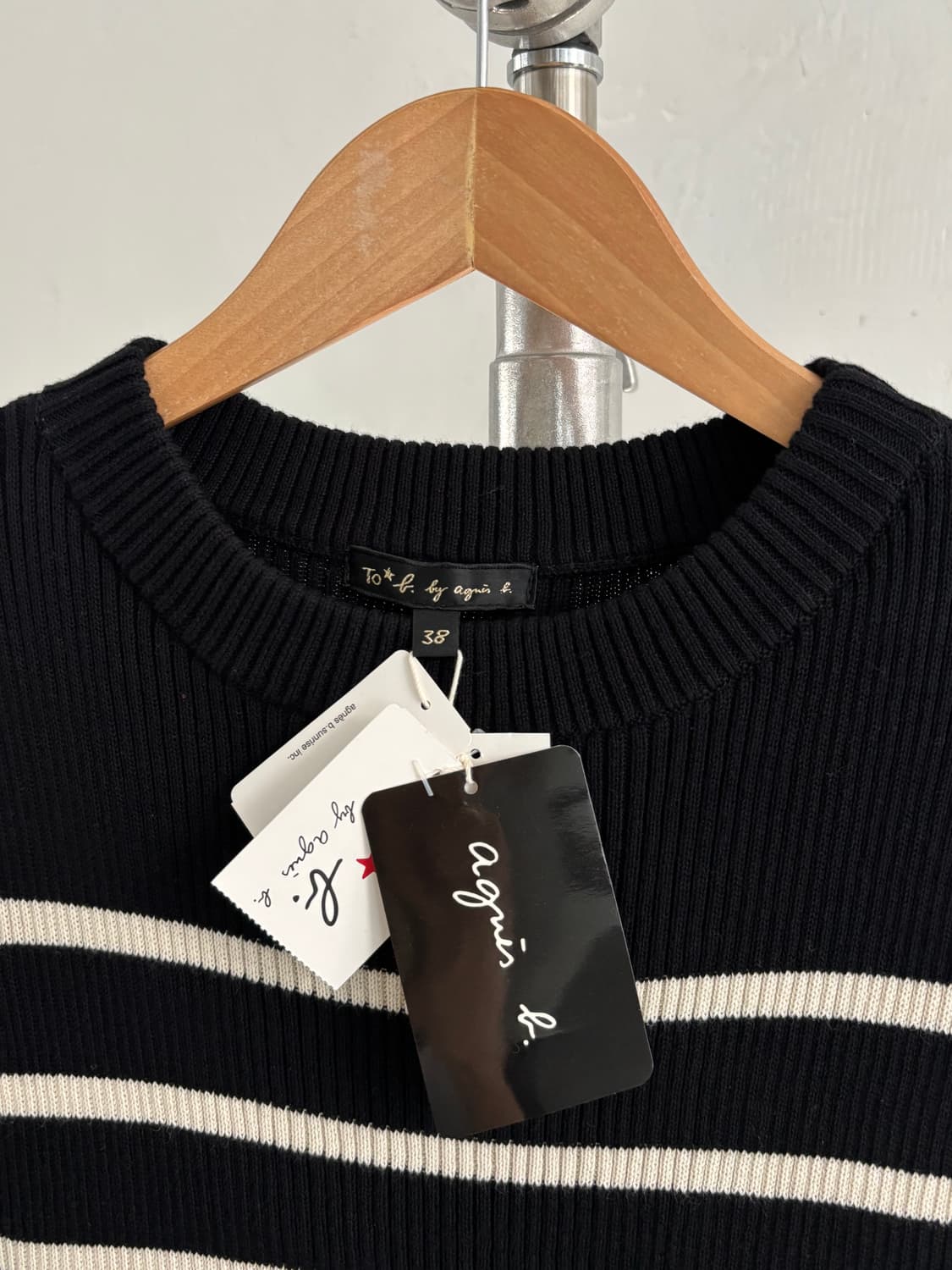 [새상품] Agnes B 아네스베 블랙 화이트 스트라이프 원피스 상품이미지5