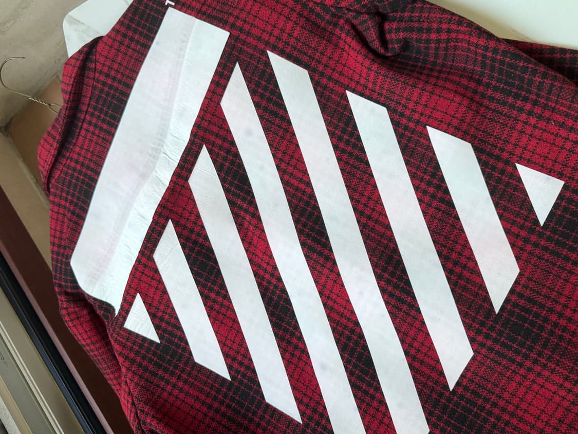 [XL] 16fw 오프화이트 타탄 체크 폴란넬 셔츠 레드 상품이미지3