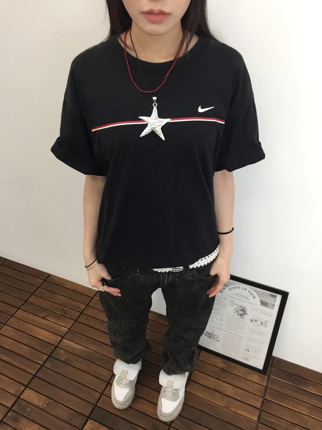 00s Nike Swoosh Line Tee Black 상품이미지2