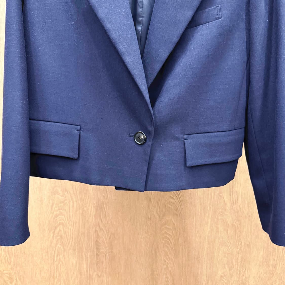 시스템 테일러드 원버튼 크롭 블레이저 슬림핏 자켓 네이비 상품이미지5