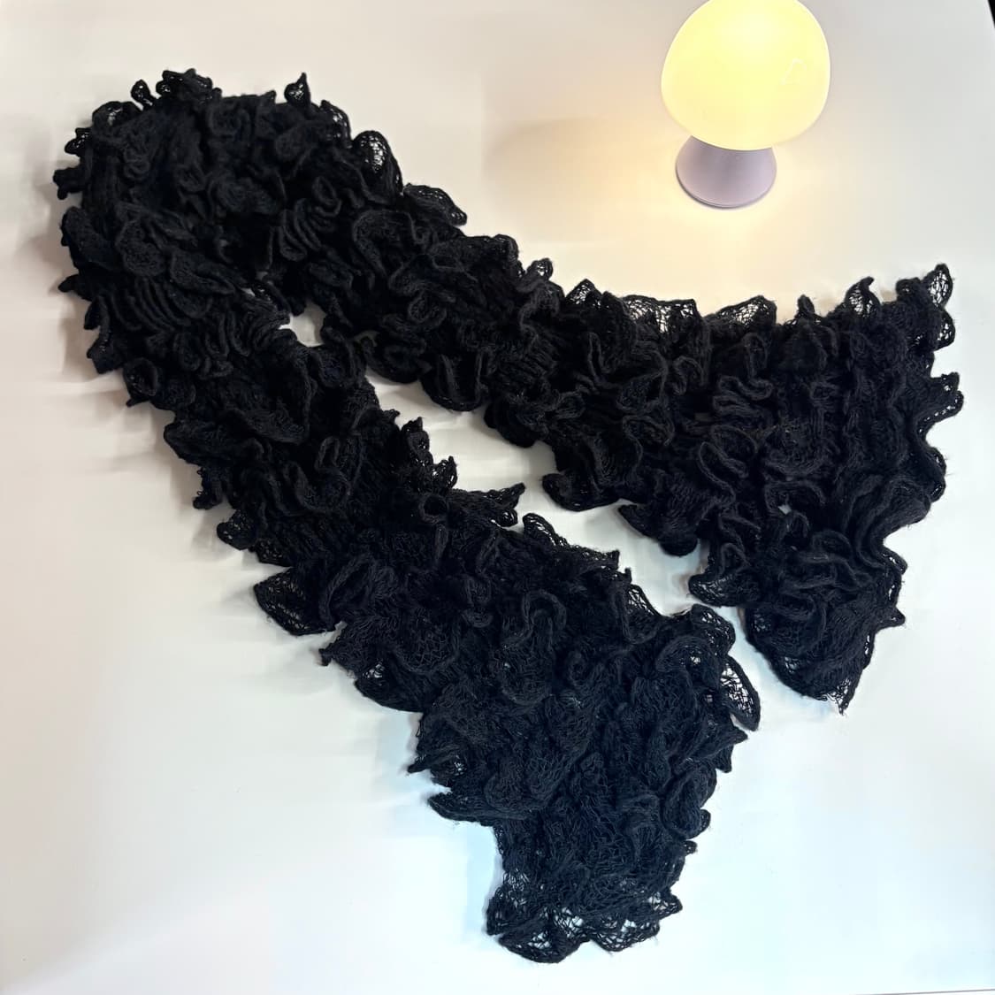 블랙 러플 레이스 쁘띠 숏 미니 머플러 JPN 상품이미지2