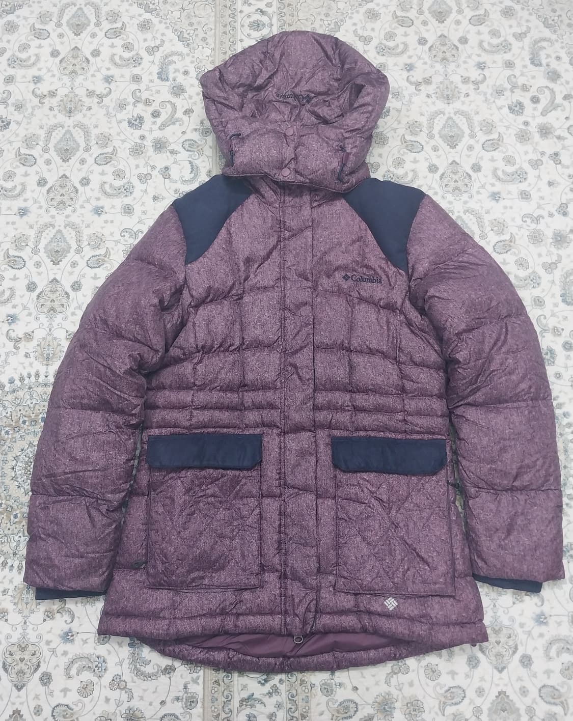 컬럼비아 여성용 퍼플 후드 패딩 M (후드분리됨) 상품이미지1