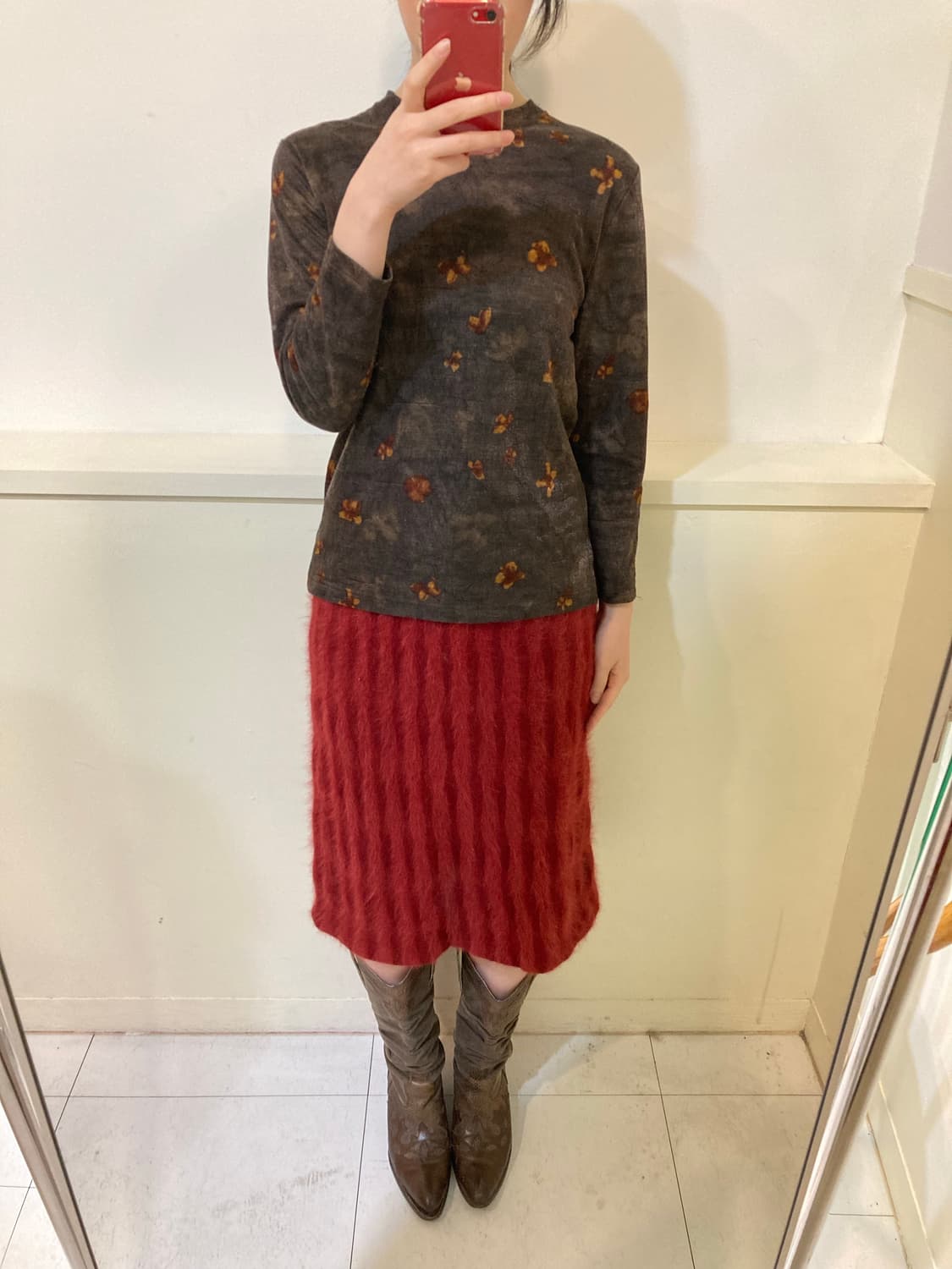 앙고라 스트라이프 미디 스커트 상품이미지7