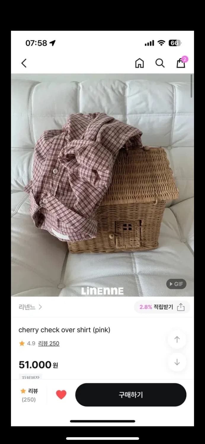 리넨느 체리 체크 오버 셔츠  상품이미지1