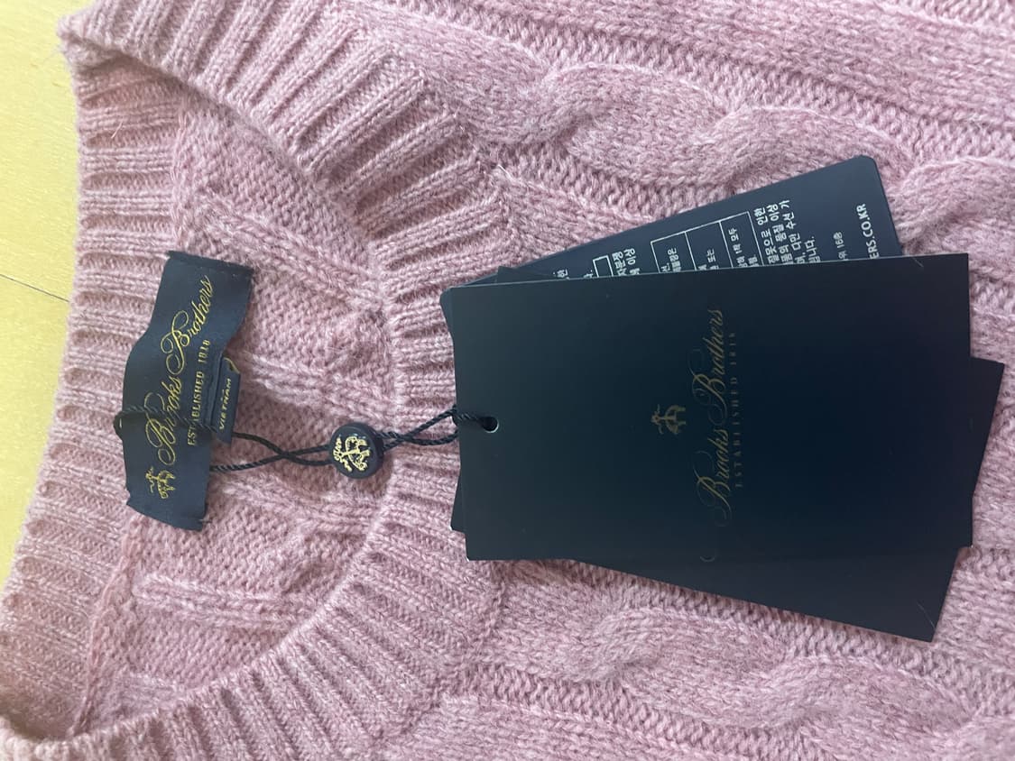 (새상품)브룩스 브라더스 셰틀랜드 케이블 로고 스웨터 핑크(M) 상품이미지2