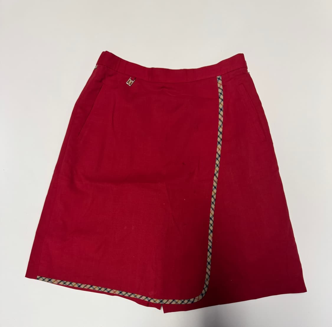 여성 닥스 Daks 체크 스커트 치마 반바지 레드 29.9인치 상품이미지1