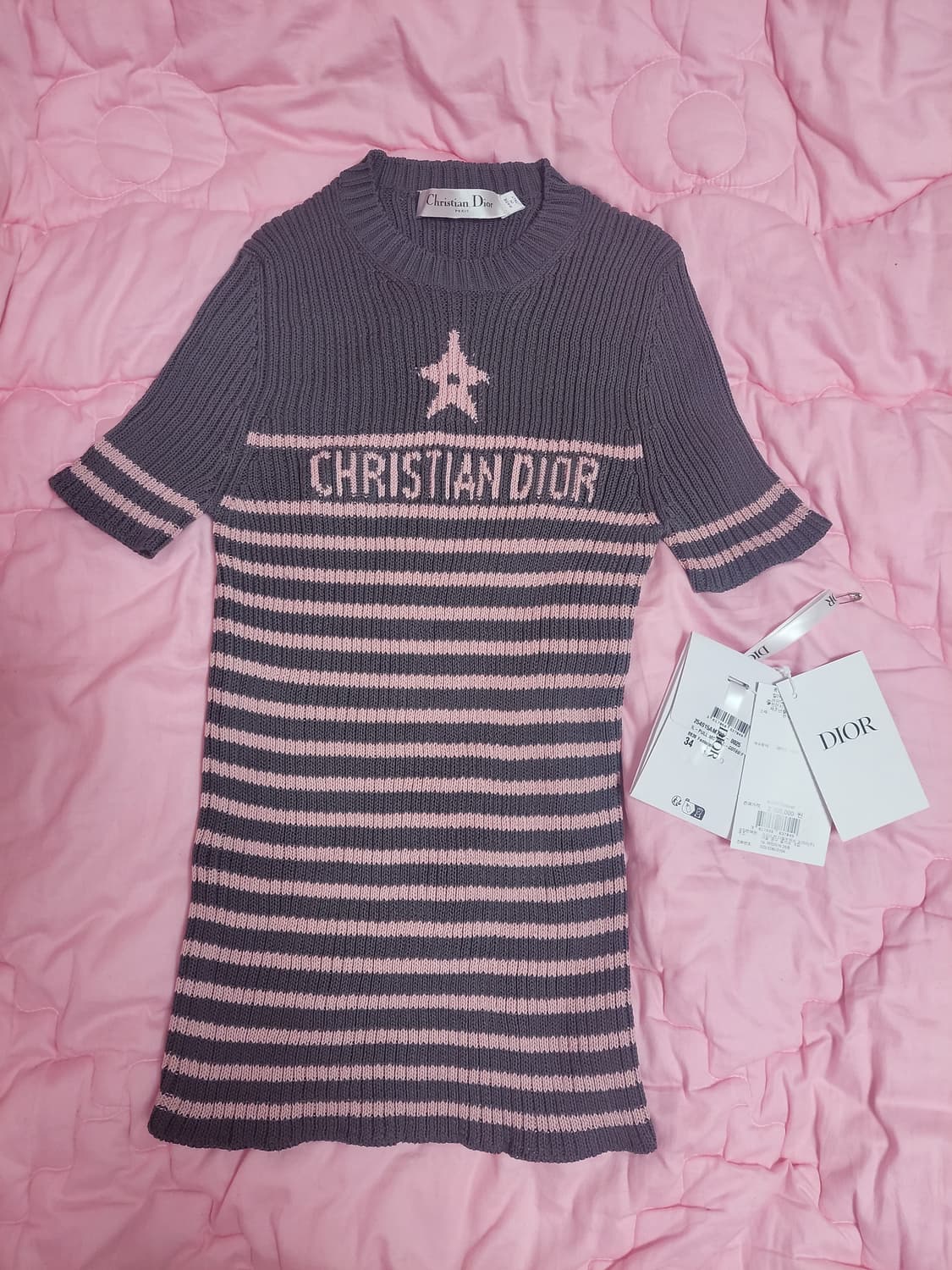 정품)급처새상품!디올 리비에라 블핑지수,김연아 연예인니트 반팔 별 스웨터 상품이미지4