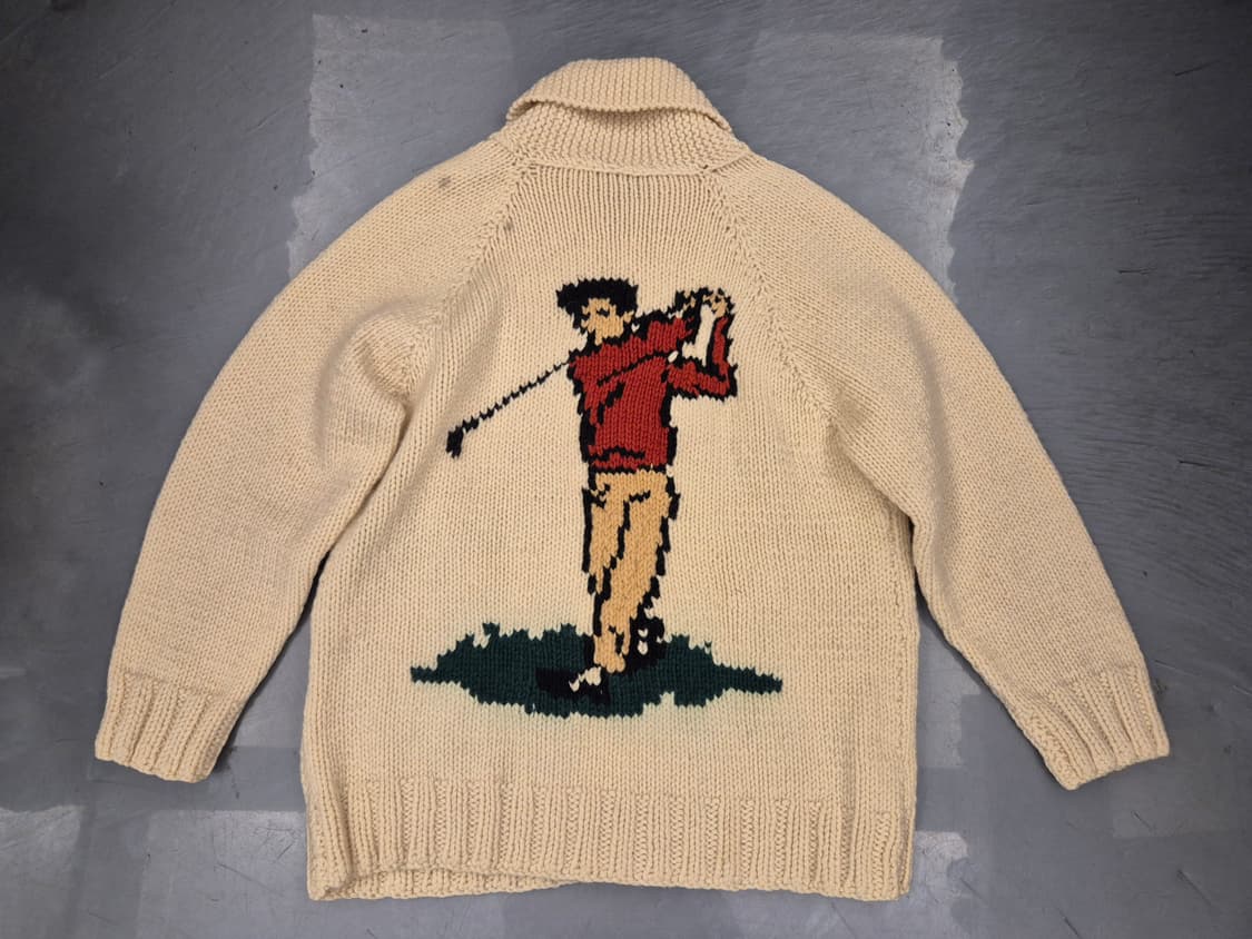 70s GOLF 헤비울 코위찬 집업 스웨터 상품이미지1