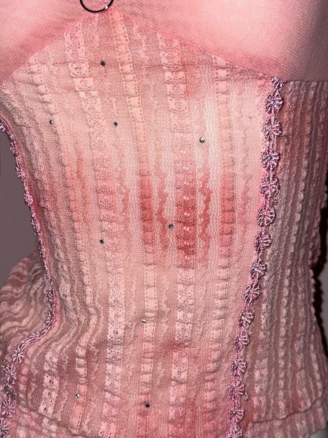 시스루 인디핑크 메쉬 페어리 탑 상품이미지5