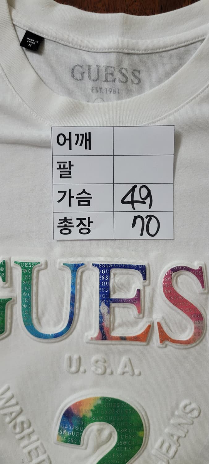 (남성95사이즈)게스 반팔티 화이트 상품이미지7