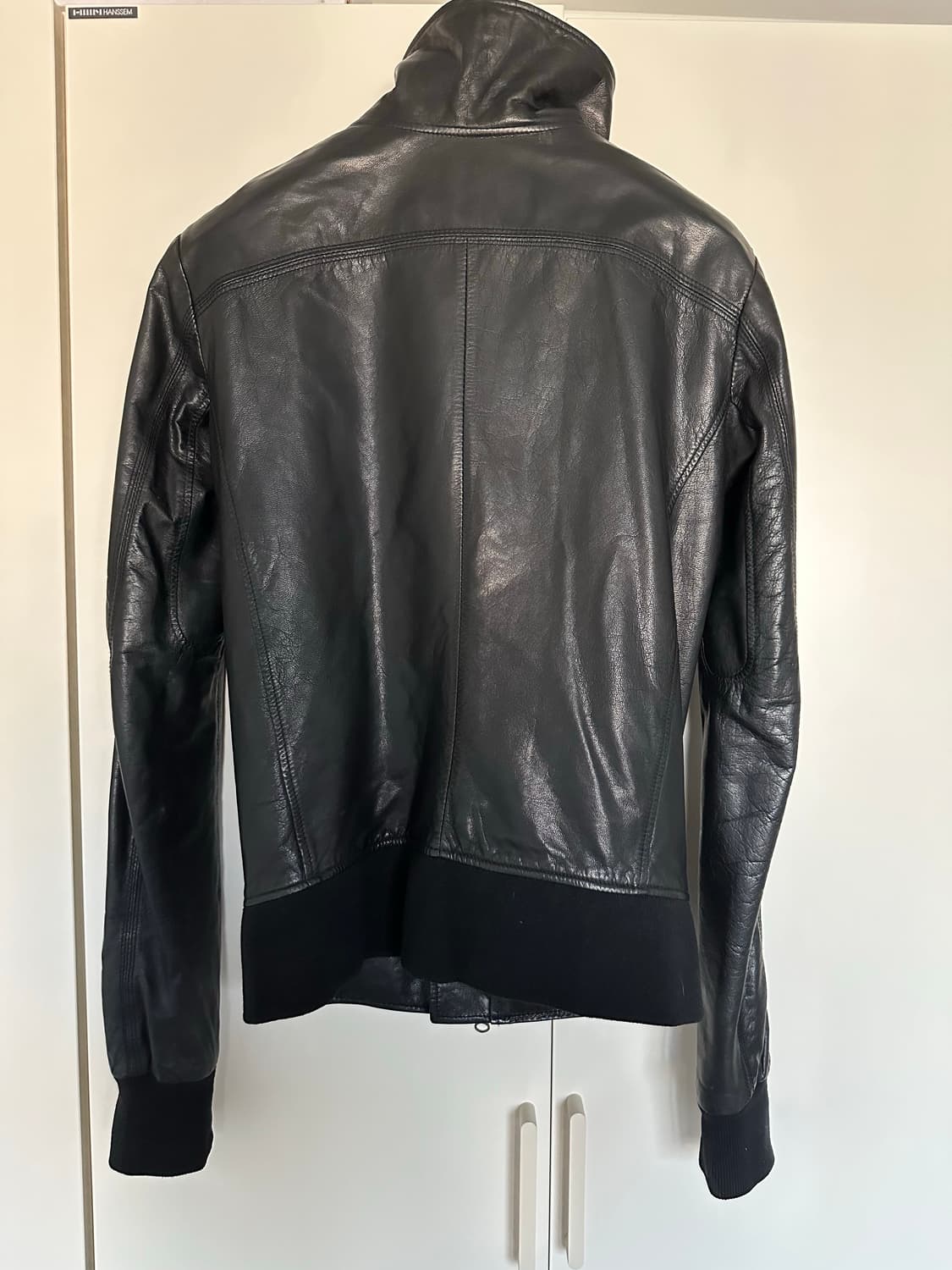 비대칭 사선 레더 자켓 상품이미지3