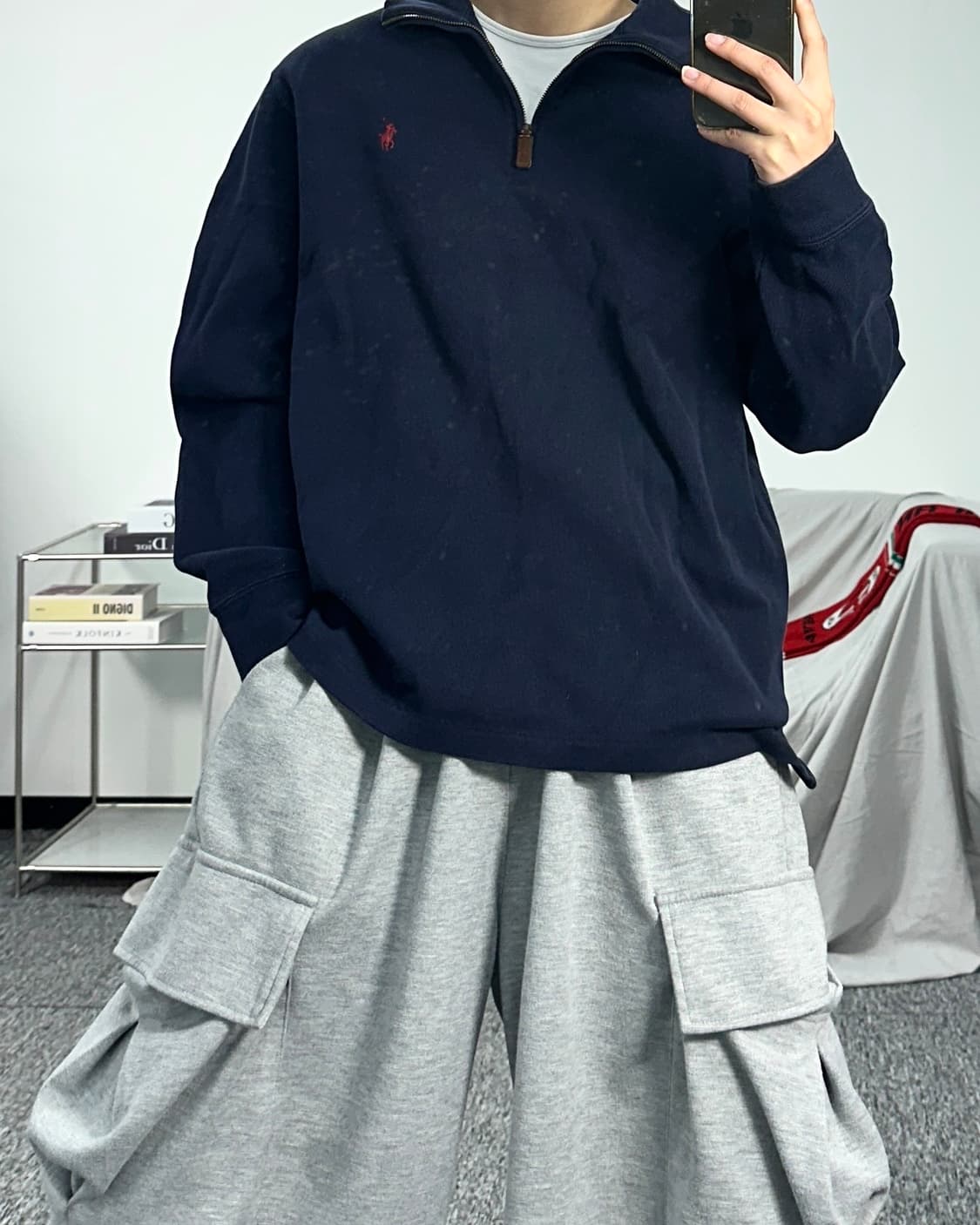 폴로 랄프로렌 네이비 니트 하프집업 L 상품이미지3