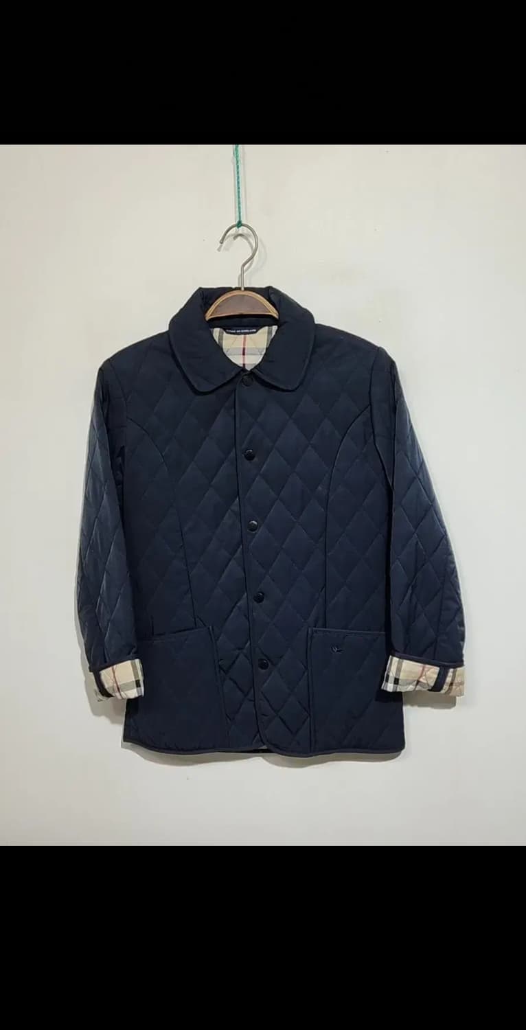 (S) 버버리 퀼팅자켓 네이비 누빔점퍼 안감 노바체크  상품이미지1