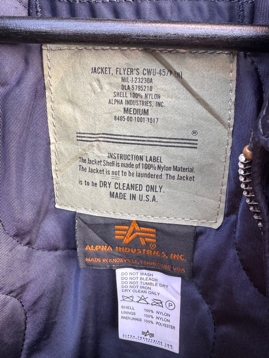 90s 알파인더스트리 CWU-45P 플라이트 봄버 자켓  상품이미지4