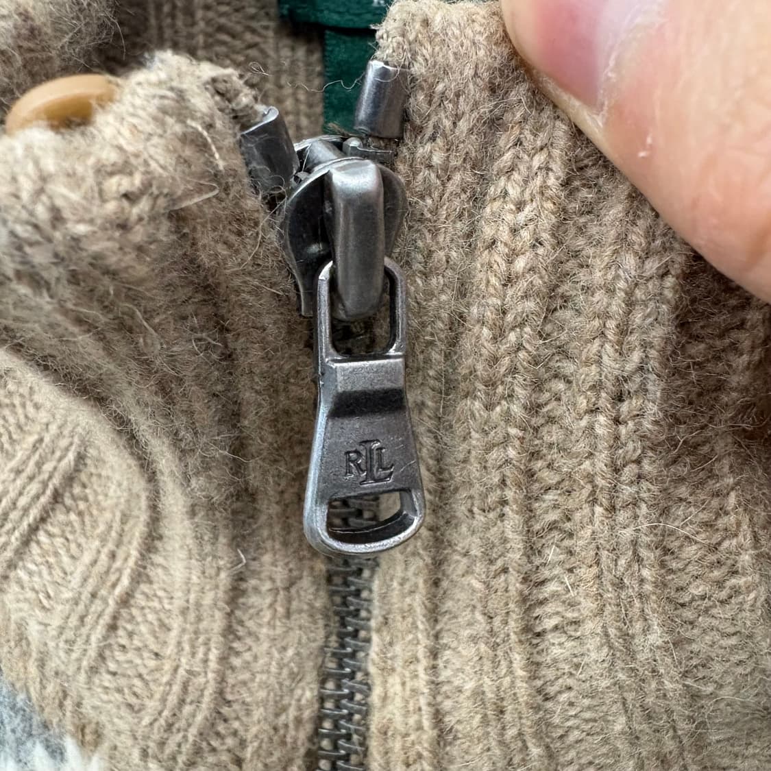 랄프로렌 집업 니트 가디건 브라운 패턴 여/L 상품이미지3