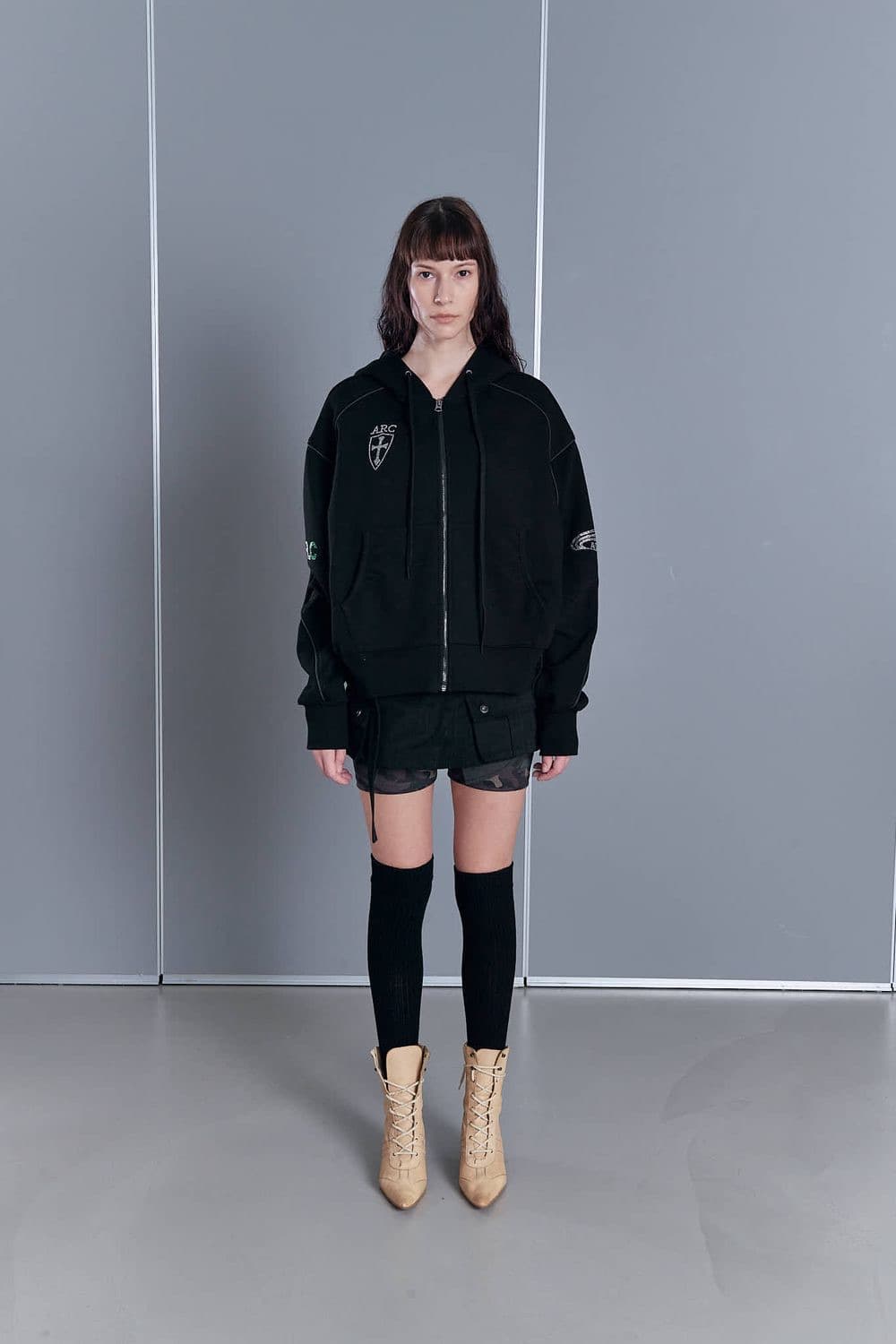 2000아카이브스 레이싱 후드집업 블랙 상품이미지2