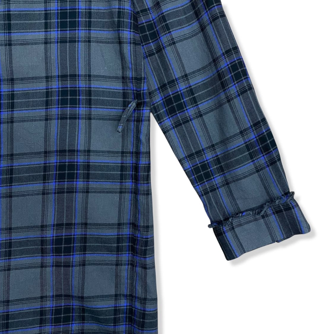 Damaged Yoke Detail Check Long Shirt 상품이미지5