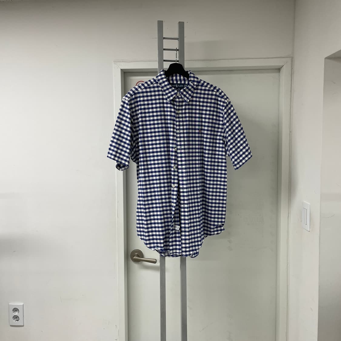 폴로 깅엄 체크 반팔 셔츠 블루 XL  상품이미지1
