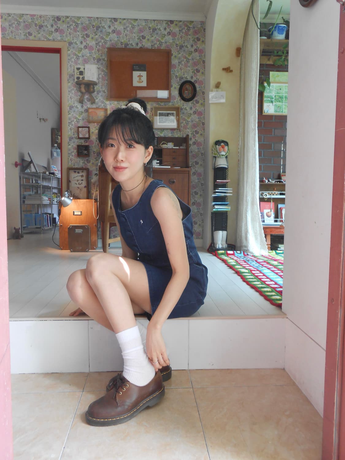 버튼 포인트 데님 미니 원피스 상품이미지3