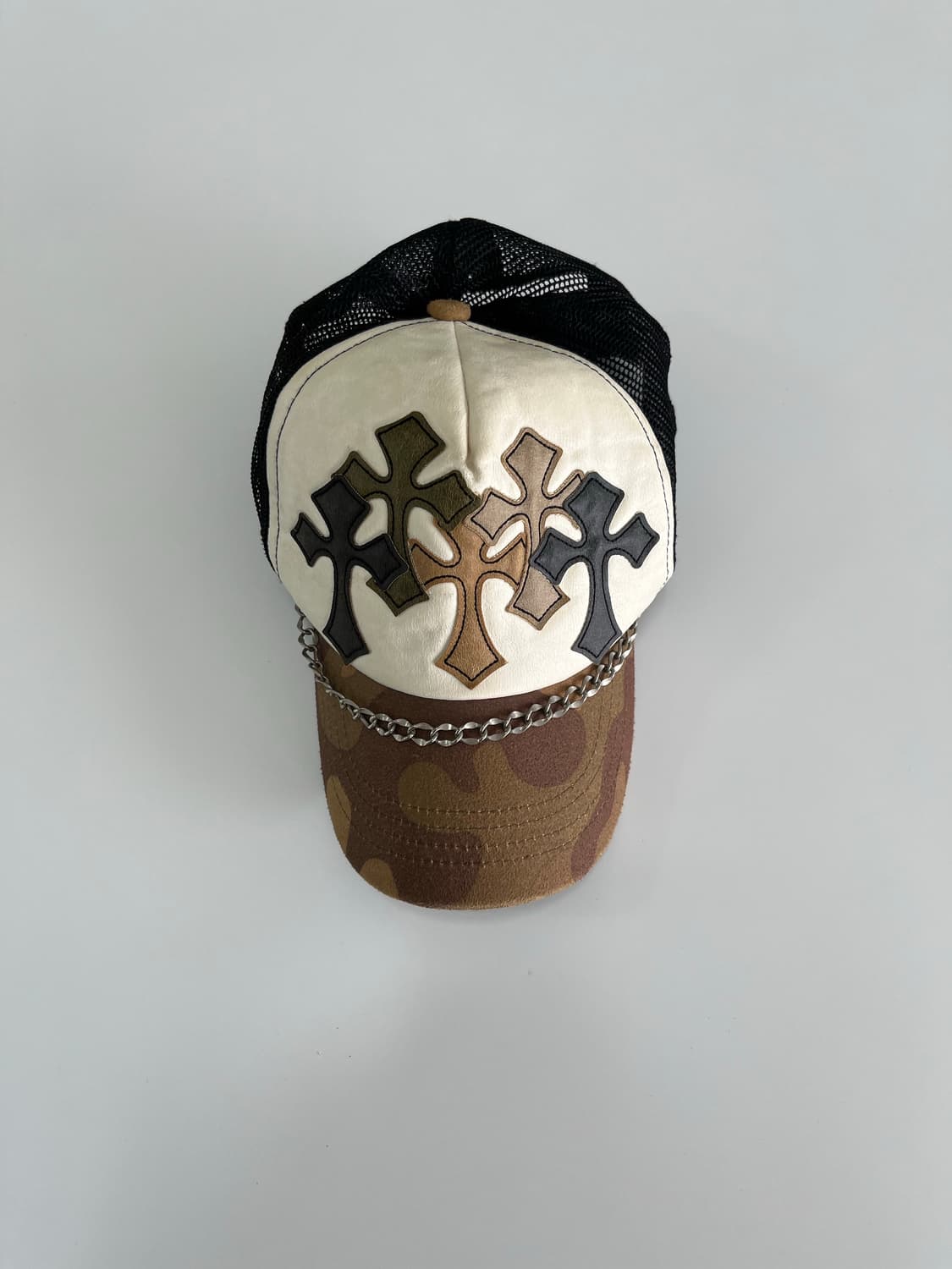 VINTAGE 크로스 패치 카모 트러커 캡 상품이미지1