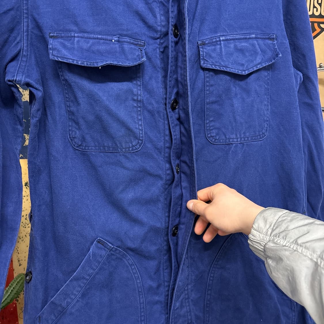 90s 프렌치 워크웨어 커버올 코튼트윌 점프수트 잉크블루 N953 상품이미지5