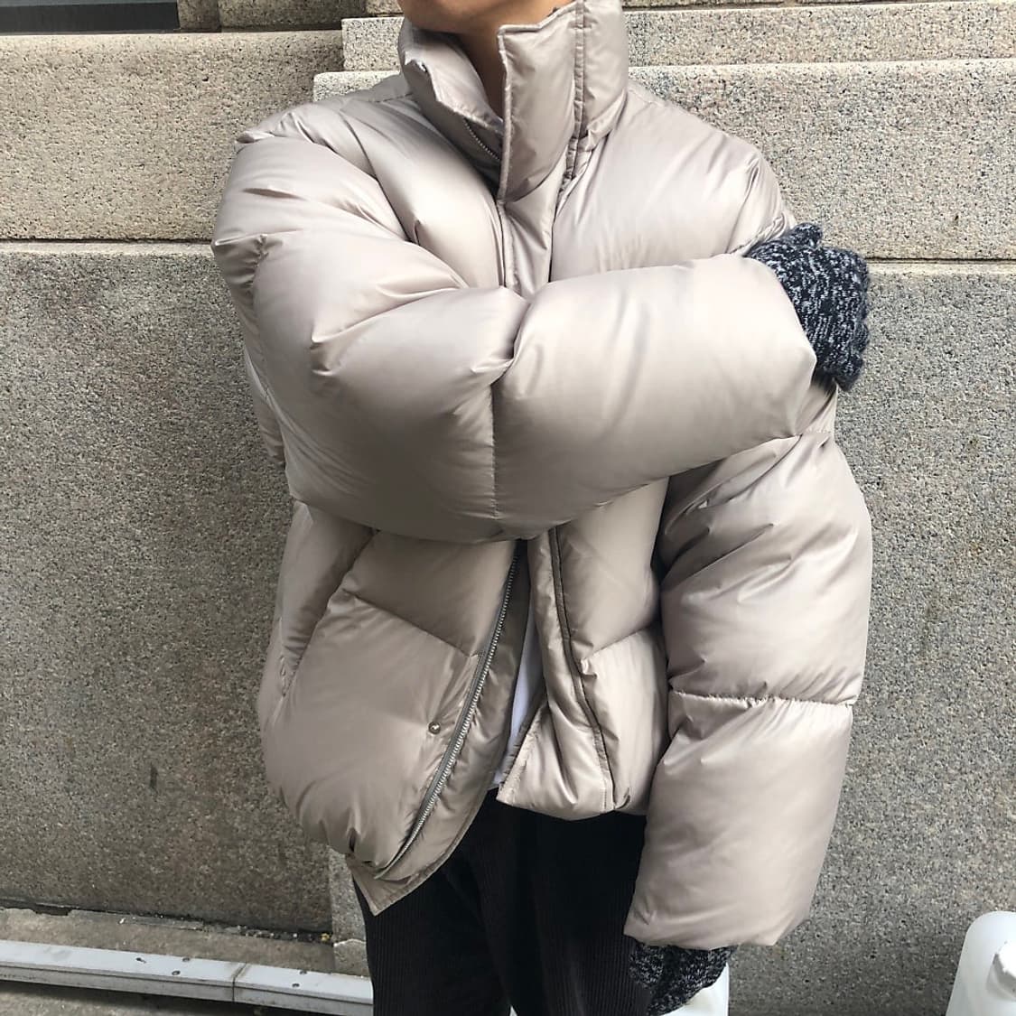 [105] 애프터프레이 x LLUD 숏패딩 라임베이지 상품이미지2