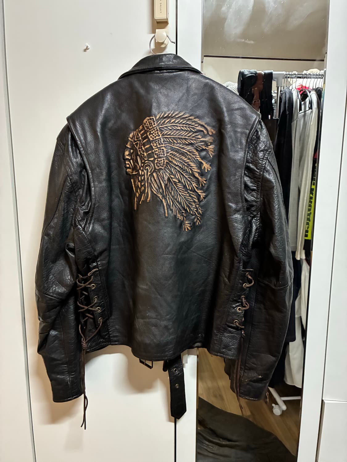 빈티지 천연가죽 가죽 라이더 자켓 (100~105) 상품이미지2