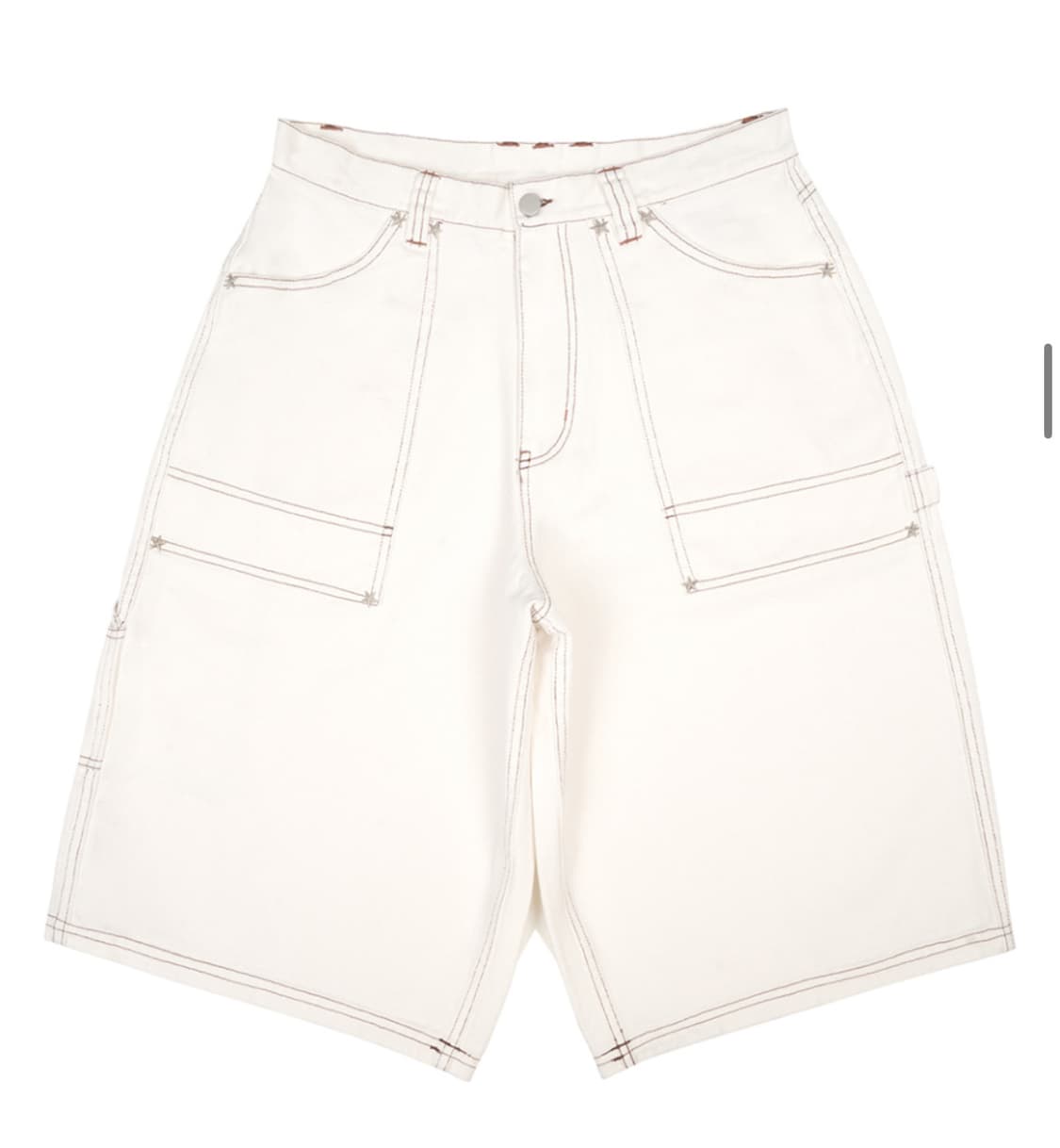 엠오오 백로고 카펜터 인디고 데님 버뮤다 크림 상품이미지2