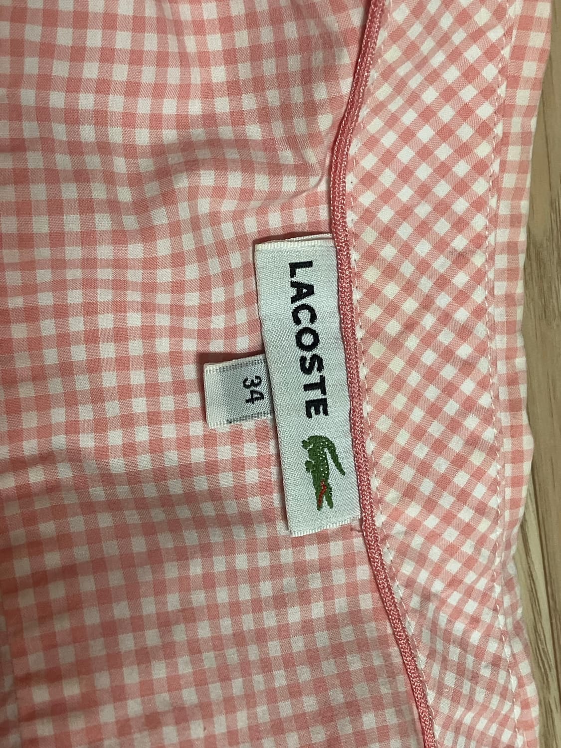 라코스테 깅엄체크 셔츠 핑크 상품이미지2