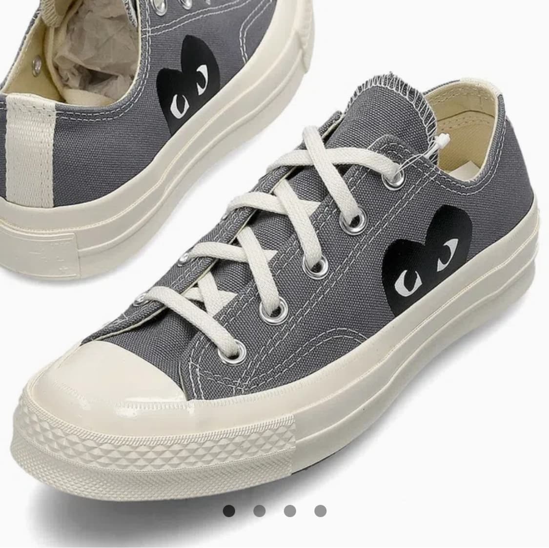 꼼데가르송 컨버스 척테일러 블랙하트 로우탑 그레이 US 6 240 상품이미지1