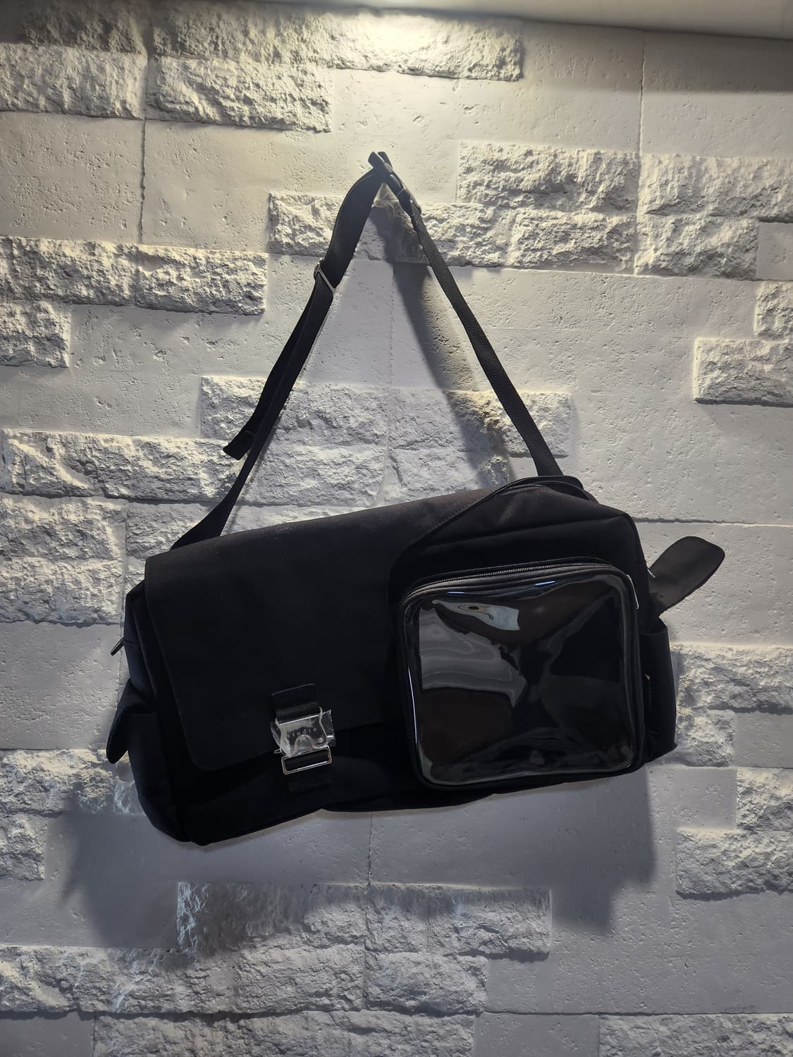 "CORDURA 메신저백 🖤 투명포켓 힙한 가방 (새상품)"
 상품이미지1