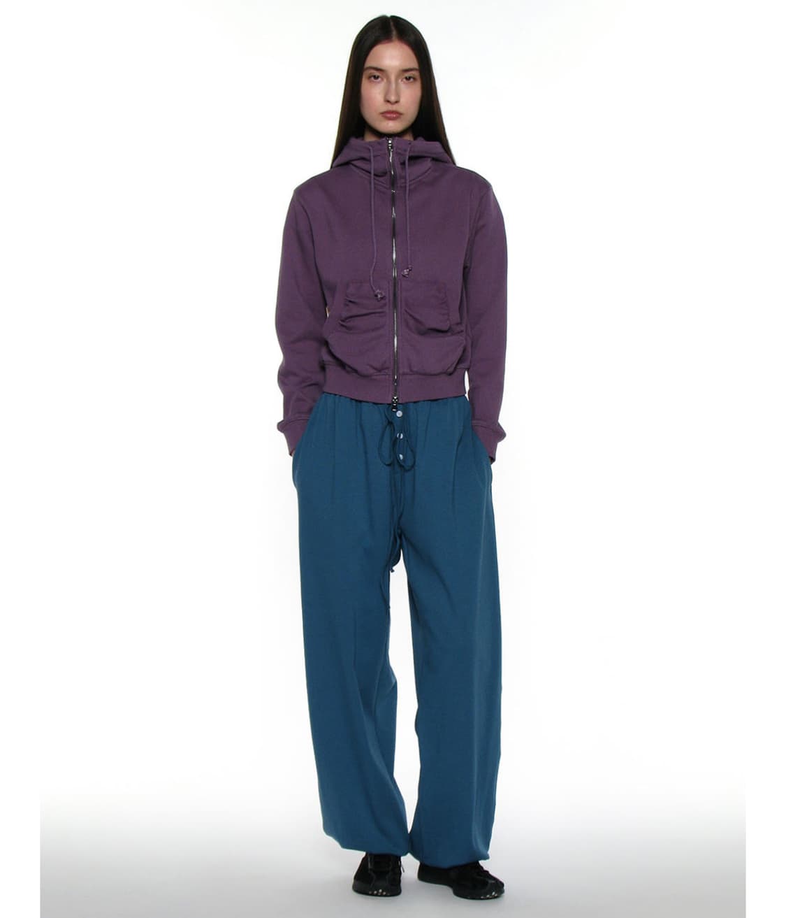 PWC SHIRRING HOODIE ZIP-UP PURPLE 상품이미지1