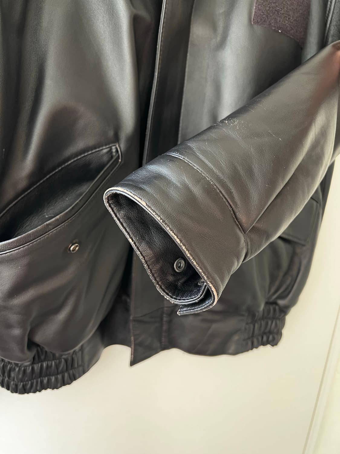 vintage Bomber Leather Jacket 상품이미지4