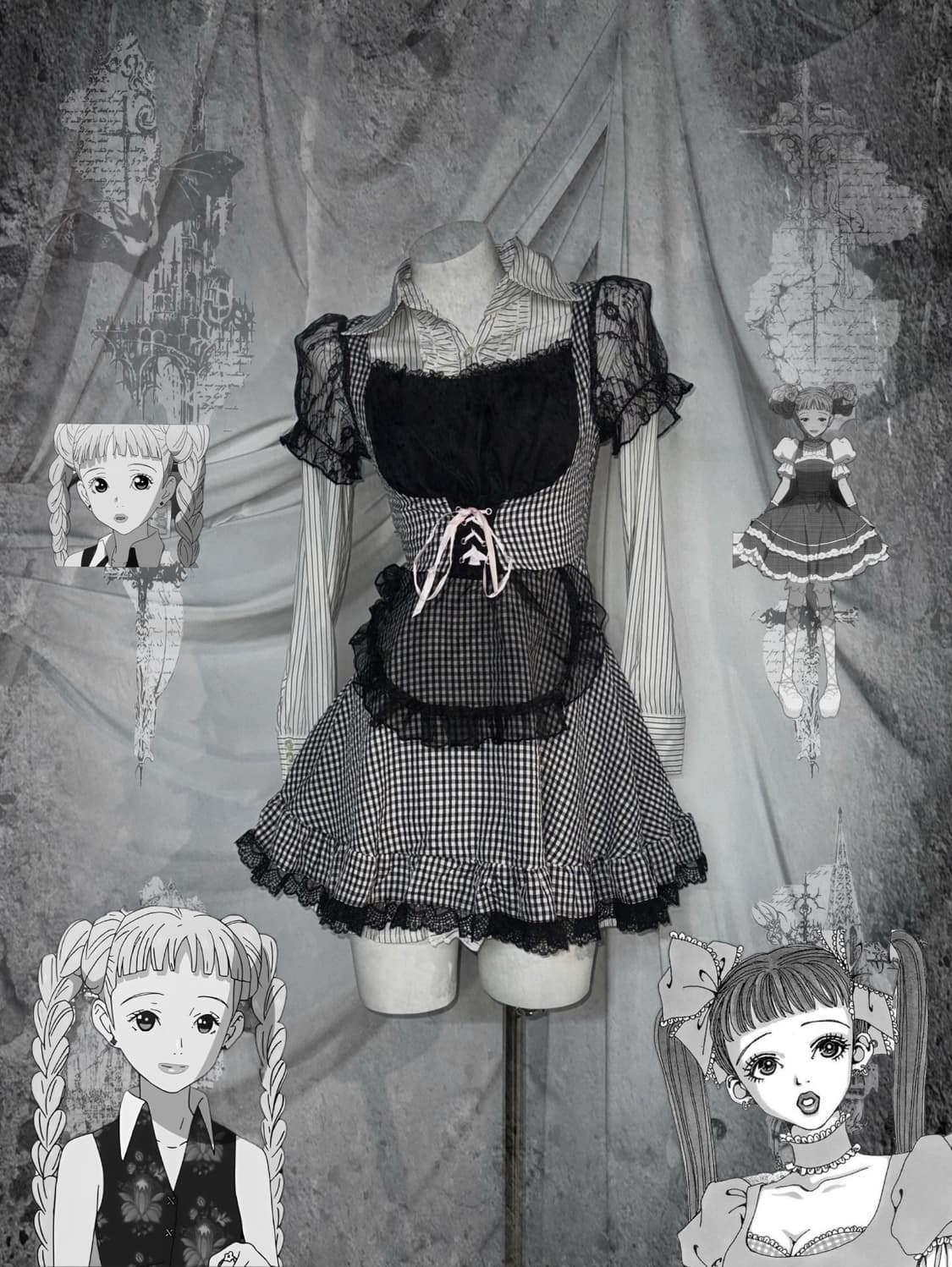 세실맥비 미와코깔 무채색 히메 키치 코디세트  상품이미지1