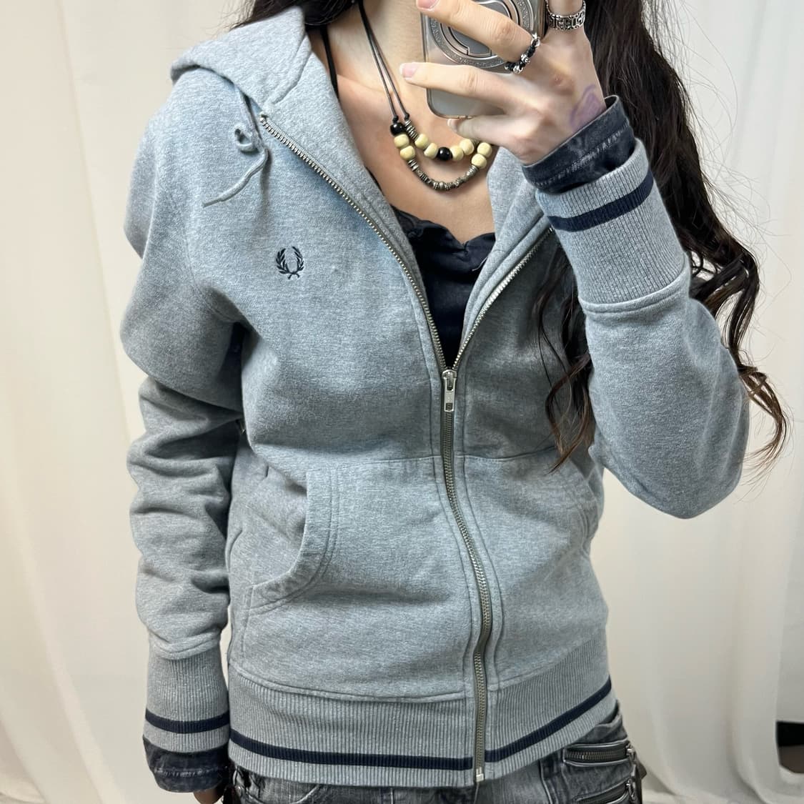 Fred Perry Grey Zip-up Hoodie  상품이미지3