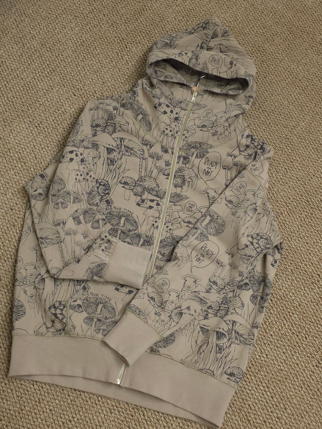 일본 Scolar 버섯 패턴 후드 집업 상품이미지2