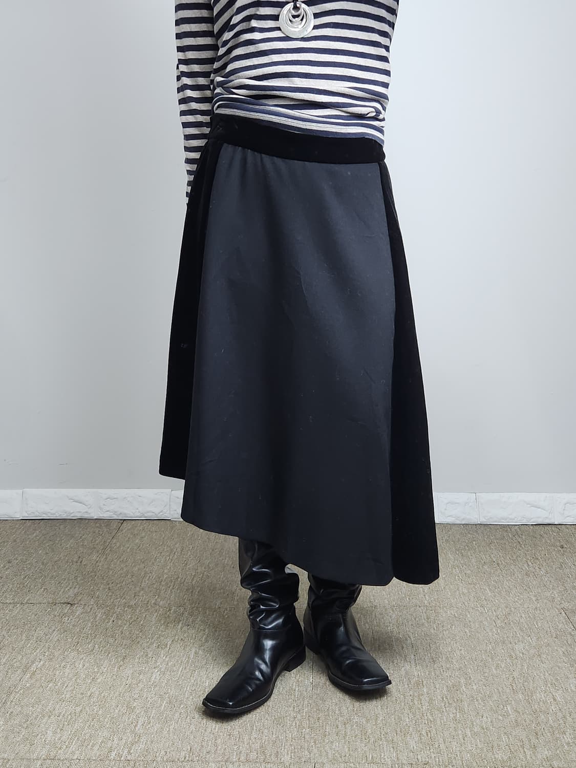 언발 벨벳 스커트 상품이미지4