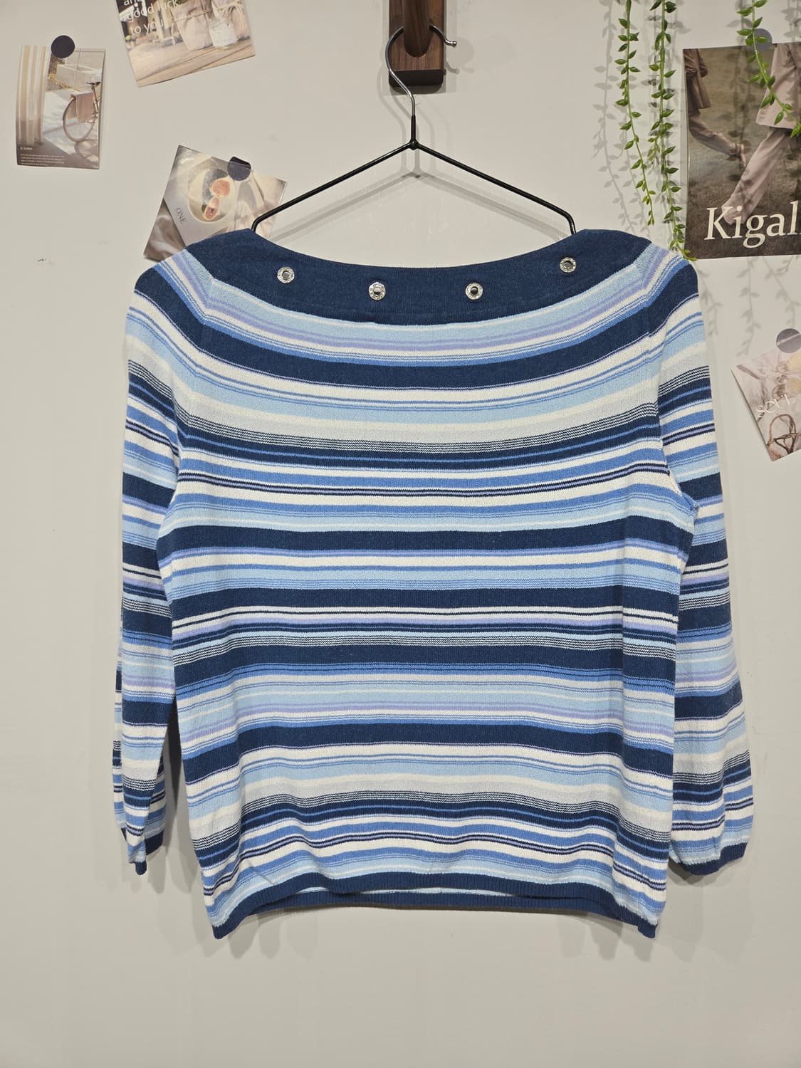 르코팽 스트라이프 보트넥 니트 긴팔 티셔츠 상품이미지4