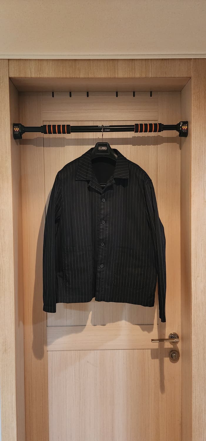 자라 블랙 핀스트라이프 코튼 워크 자켓 L 상품이미지1