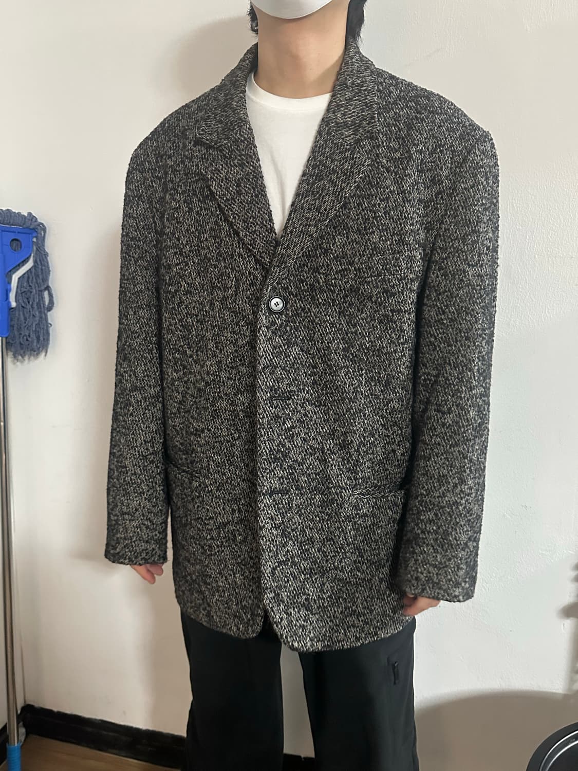 울 블레이저 자켓 블랙 XL 사이즈   상품이미지5