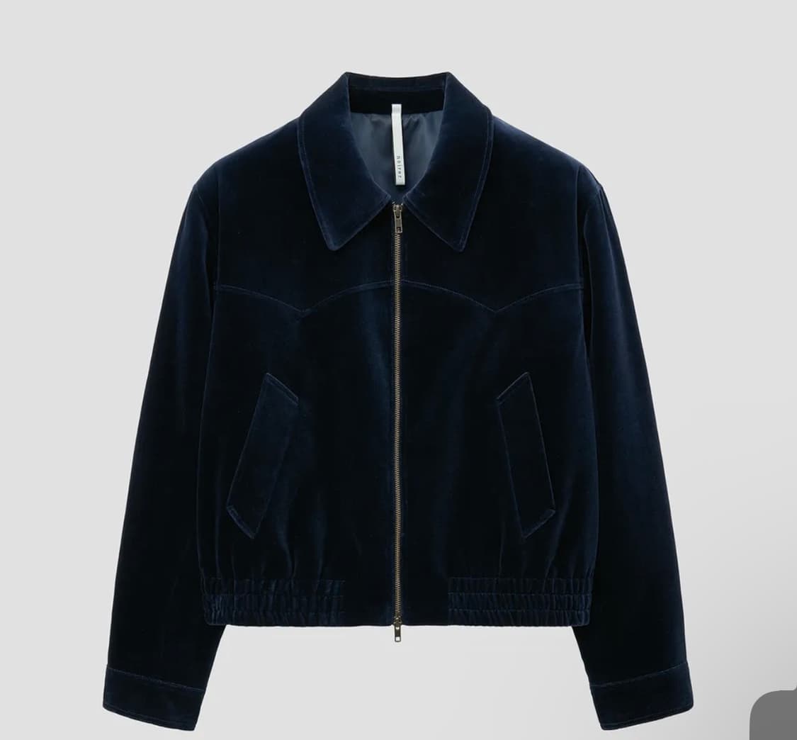 노이어 벨벳 웨스턴 크롭 블루종 (네이비) 52 상품이미지2