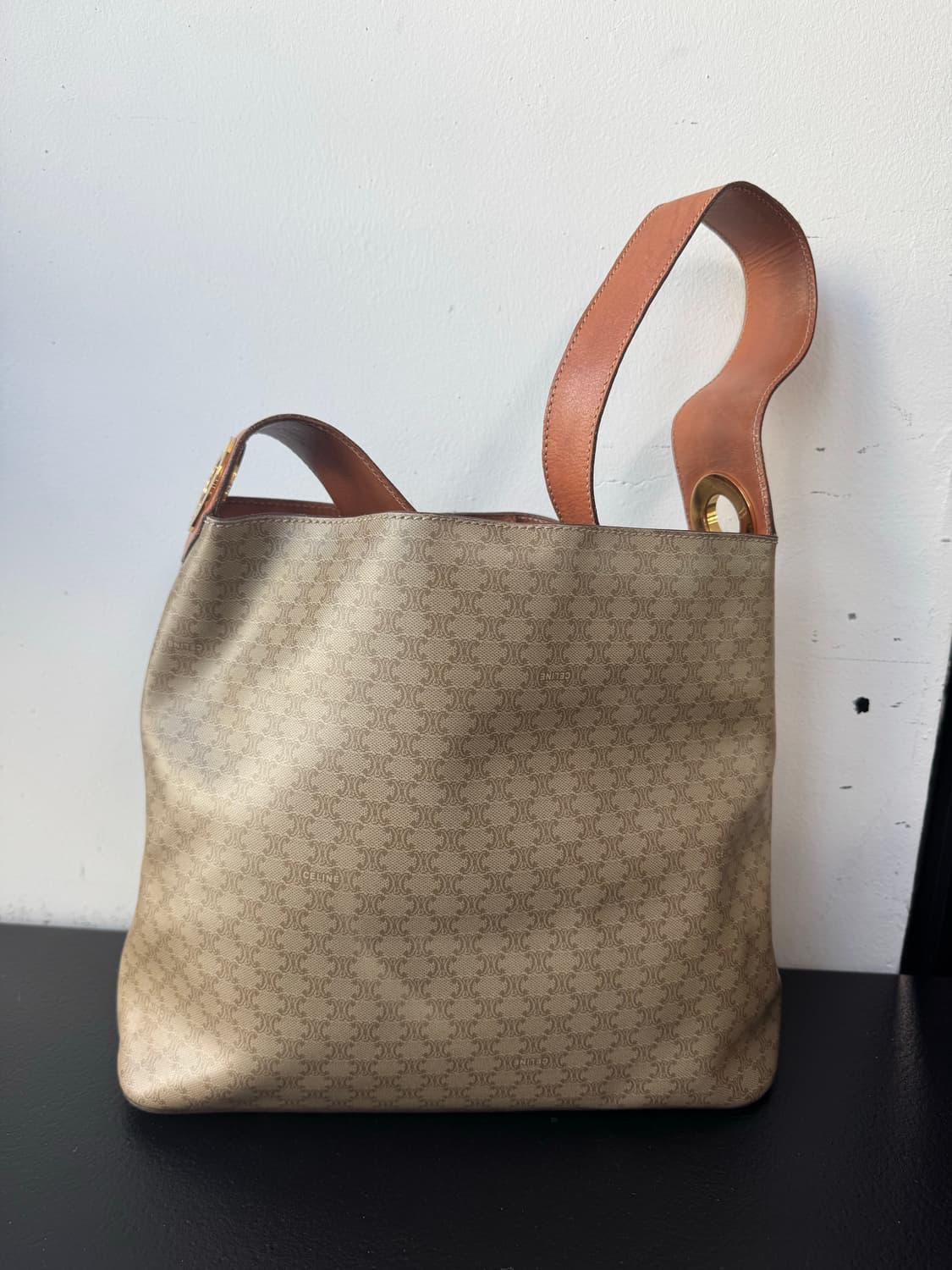 셀린느 브라운 레더 트리밍 마카담 캔버스 투웨이(정품) 상품이미지1