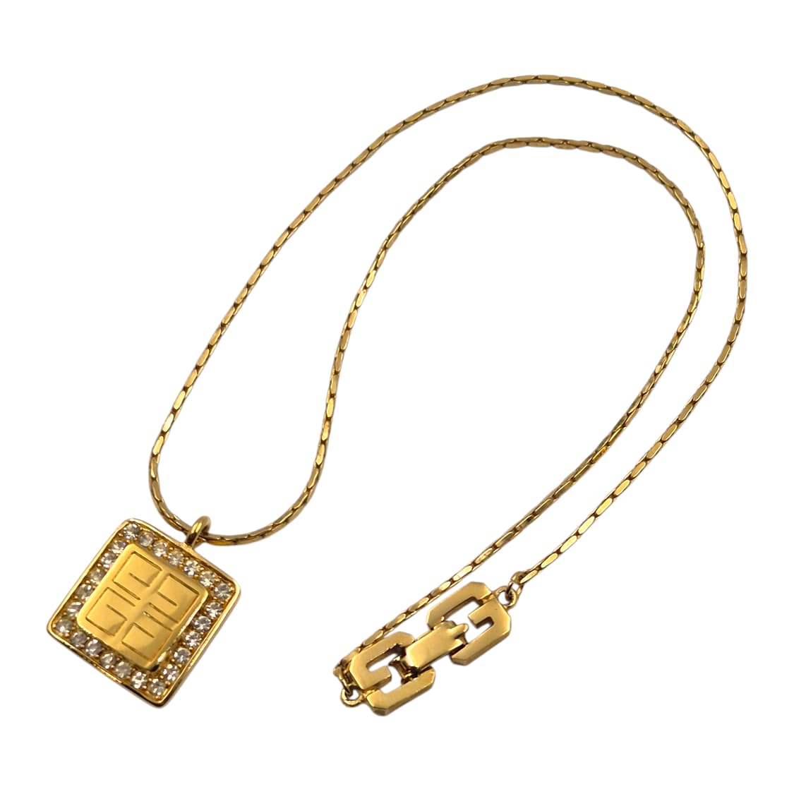 80s 지방시 비쥬 스퀘어 로고 파베 목걸이 상품이미지2