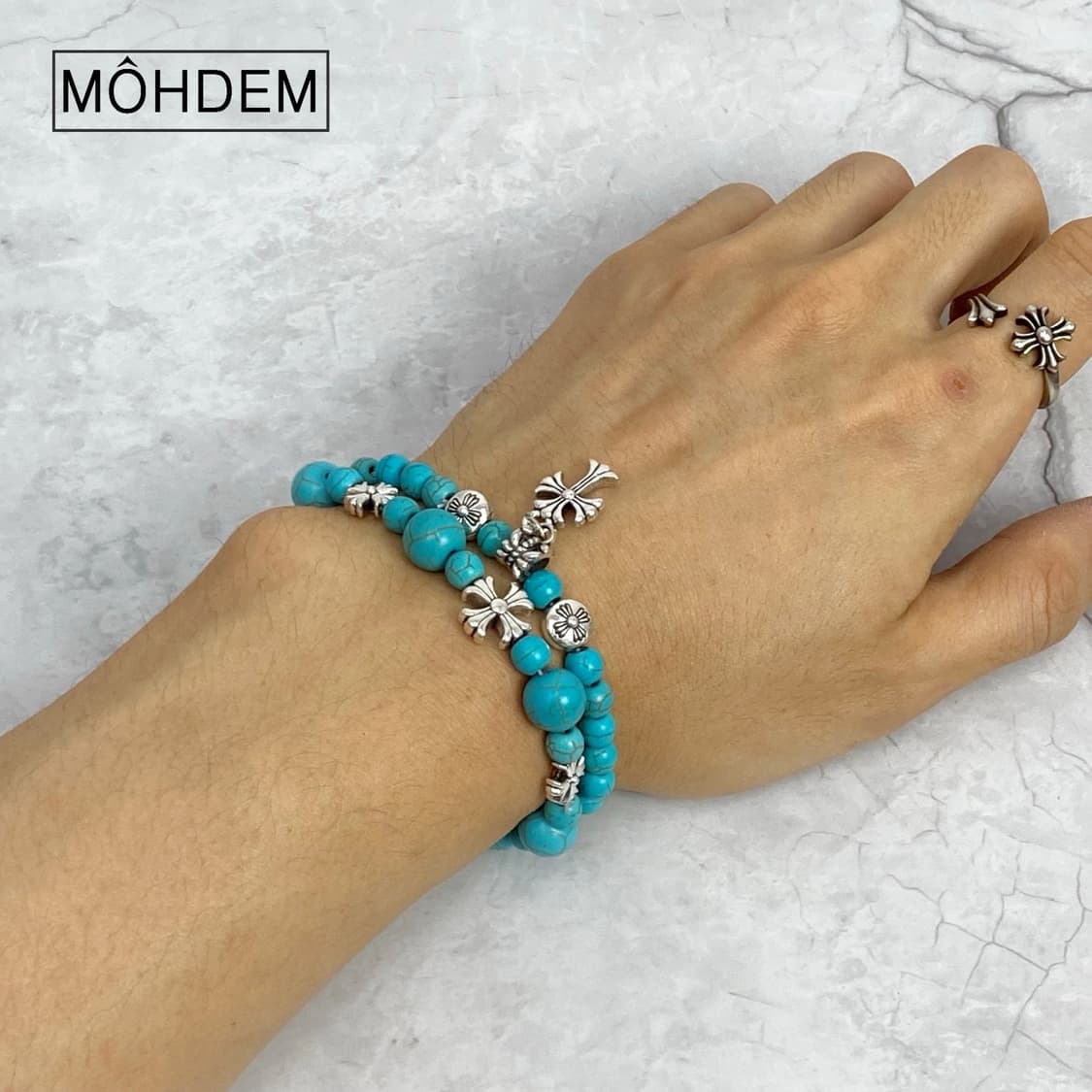 [Unisex] 크로스2 터키석 원석 팔찌 상품이미지8